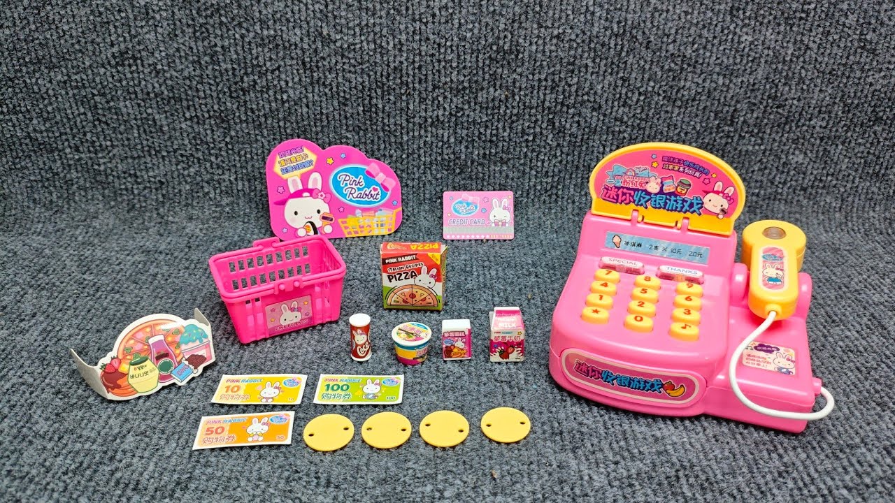5 Minutes Satisfying With Unboxing Pink Rabbit Mini Cash Registetr Play Set  ASMR ( No music )