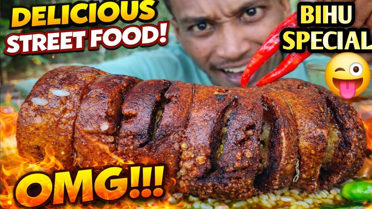 Crispy Pork Roll Fry Mukbang 😋 | Spicy Red Chilli Pork Eating | Village Style Food
