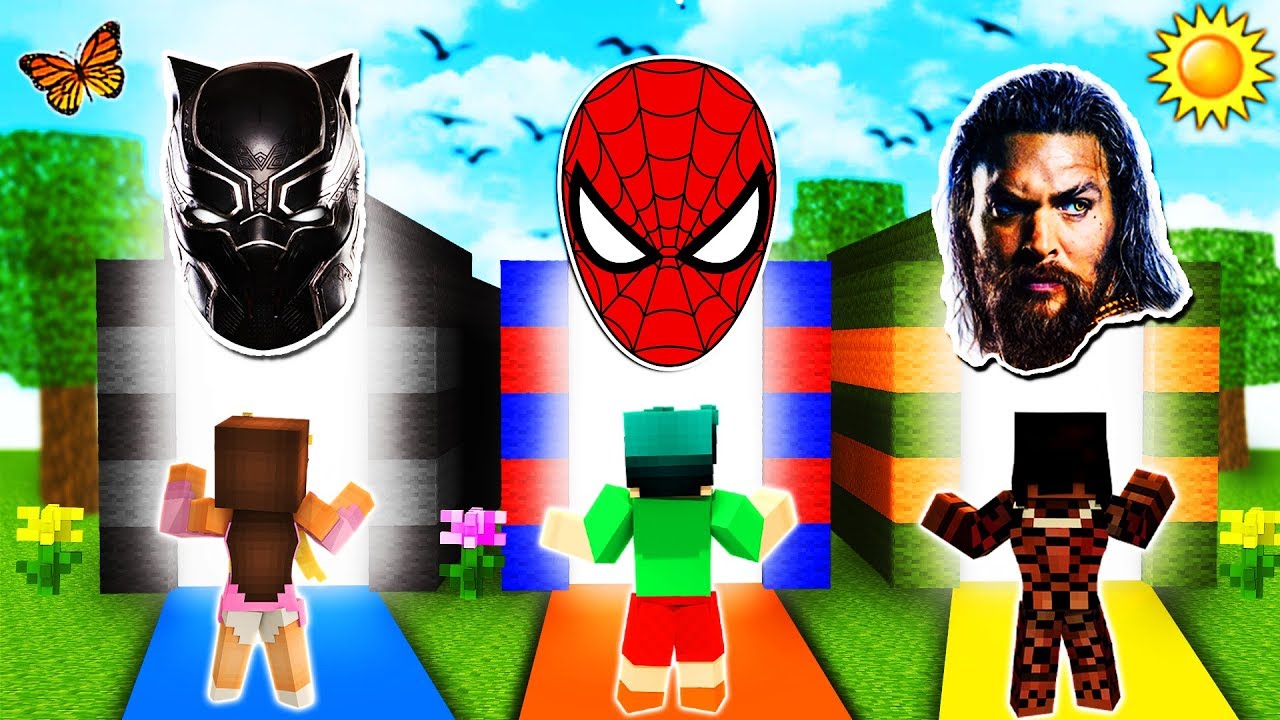 Minecraft - DO NOT Choose the Wrong Dimension - SPIDERMAN, AQUAMAN & BLACK PANTHER
