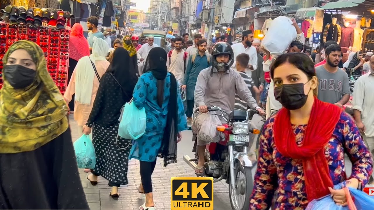 Exploring Mostly Busy Streets of Lahore Pakistan | Lahore’s Walking Tour of Crowded Streets in 4K 