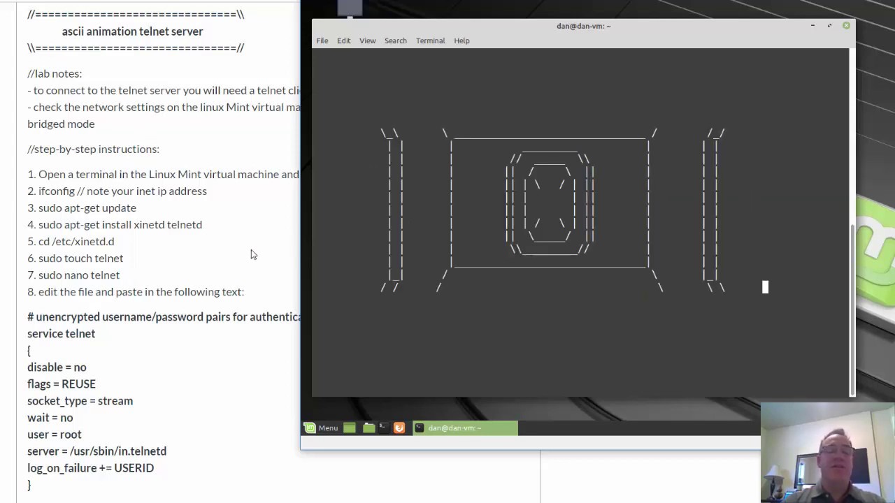 Star Wars ASCII animation server using Python, Telnet and Linux Mint