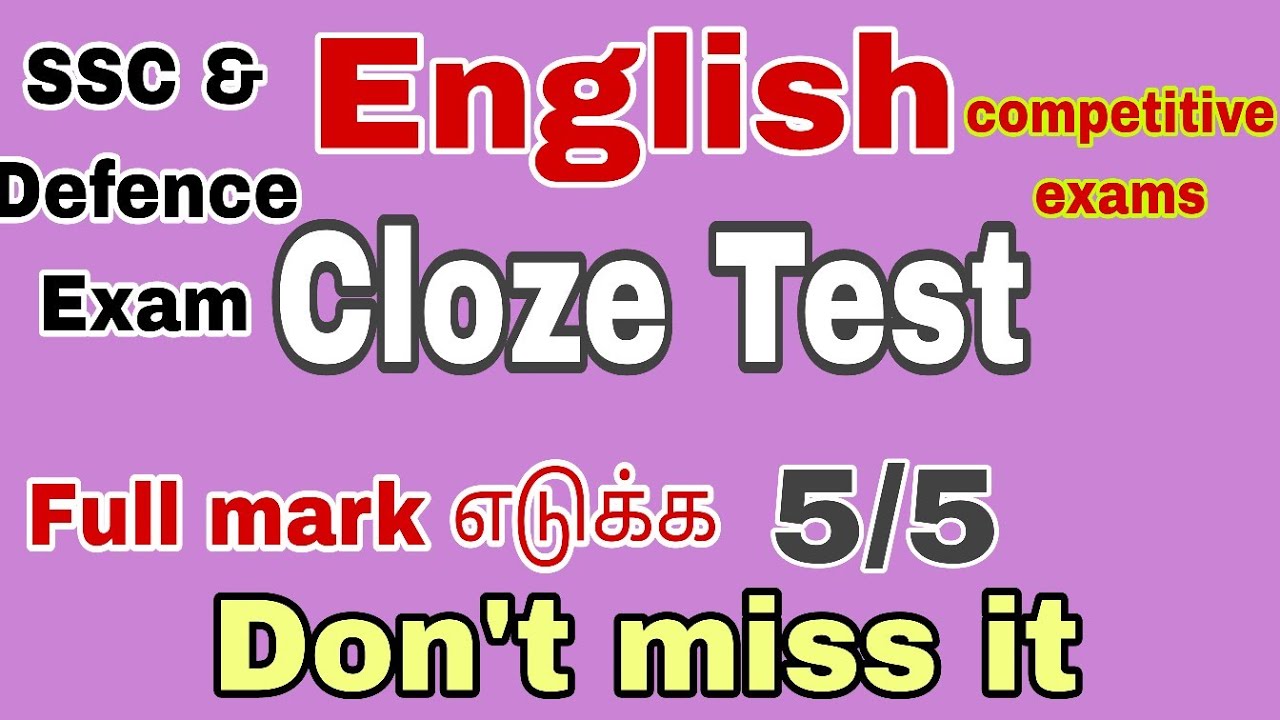 Cloze Test in tamil | Cloze Test 01 - SSC, AFCAT, BANKING, ESIC, CDS | Passage Reading in Tamil