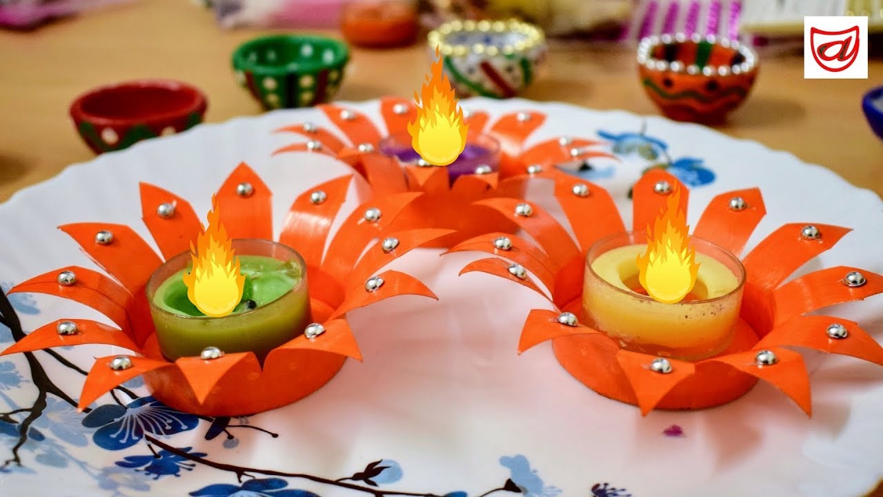 Diya & Candle Stand from disposable paper cups | Diwali & Christmas decoration craft idea