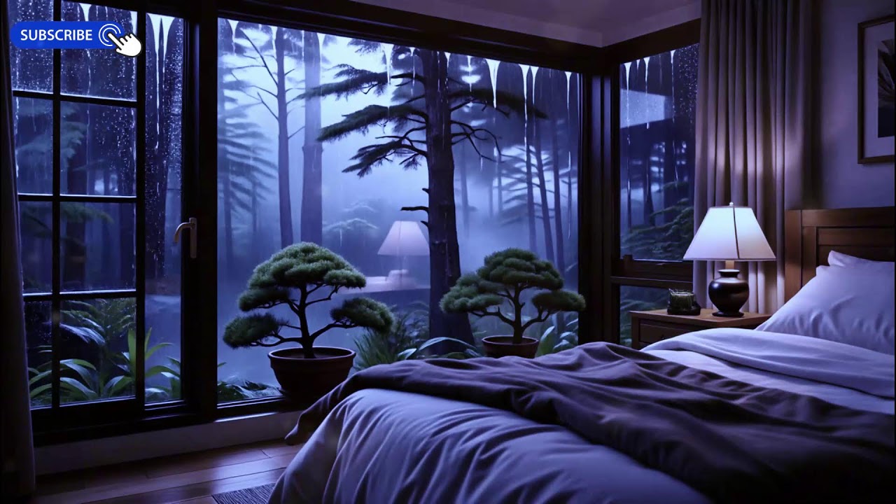Fall Asleep Fast 10 Hours (Dim Screen) | Rain on Window & Piano
