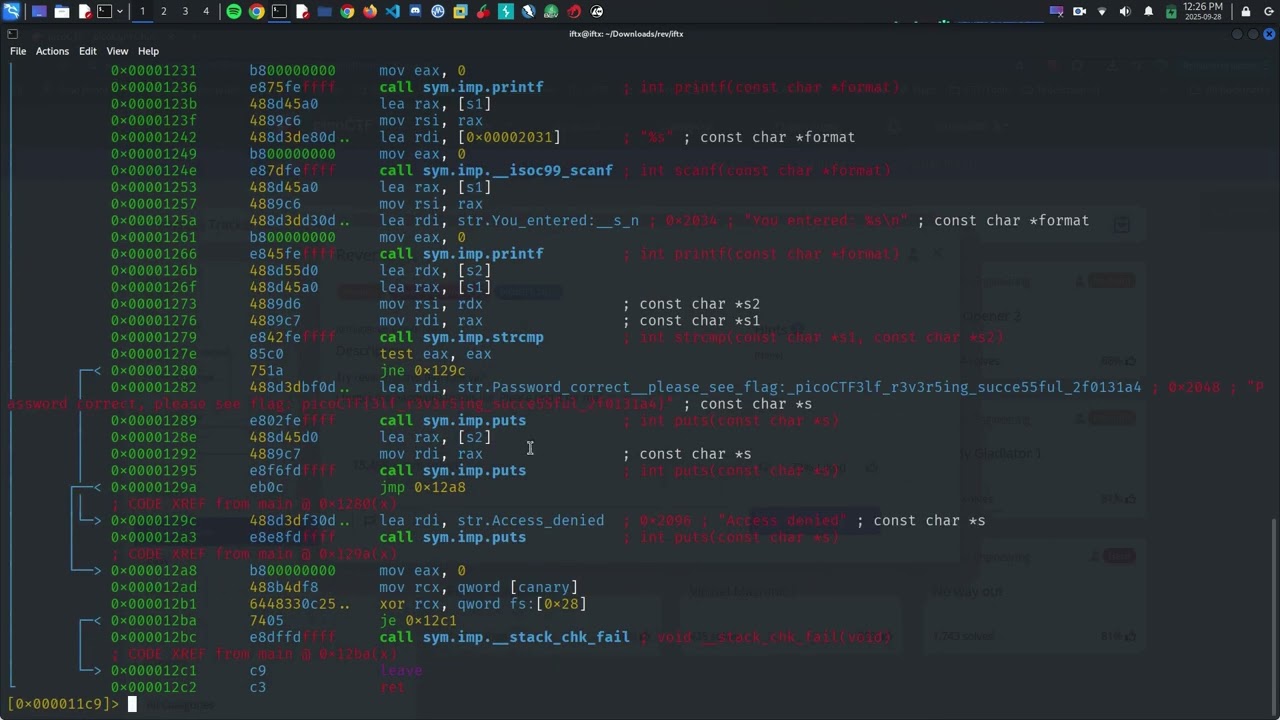 picoCTF 2023(Reverse) Reverse Engineering: Binary Patching with radare2 - Bypassing Flag Comparison.