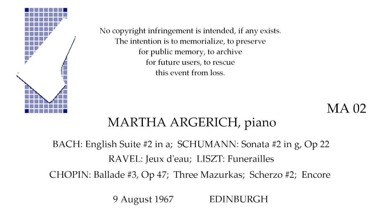MARTHA ARGERICH    BACH SCHUMANN RAVEL LISZT CHOPIN    EDINBURGH 1967