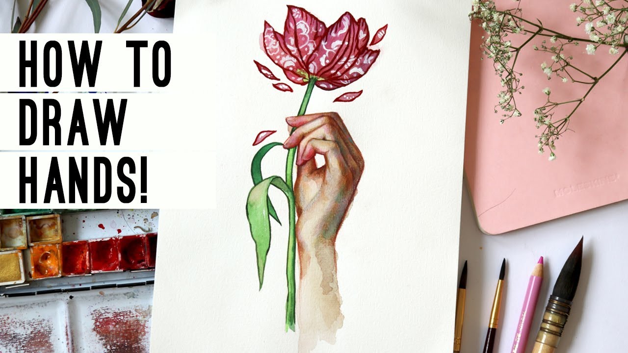HOW TO DRAW HANDS with watercolors and colored pencils!