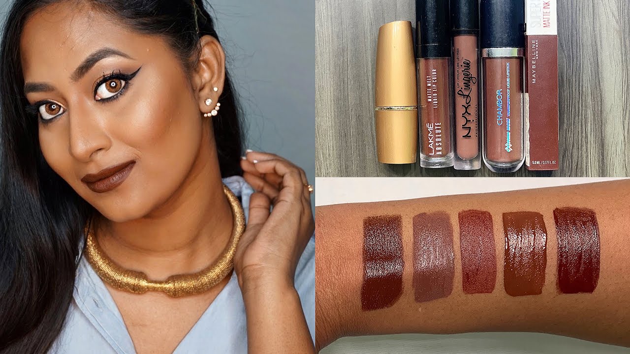MY TOP 5 AFFORDABLE BROWN lipsticks for Dusky/Dark/Brown Indian Skintone | Rs.200 - Rs.845 |