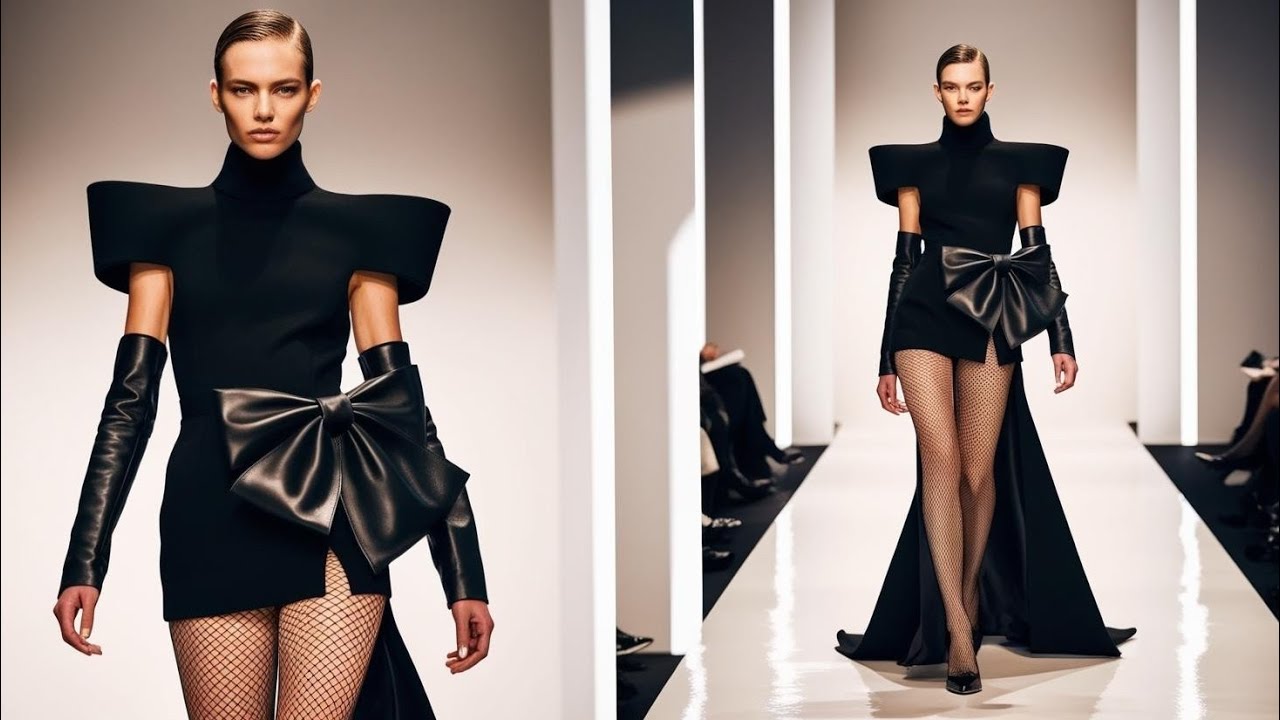 "Empowering Elegance: The Bold Black Bow Collection – Runway Redefined"