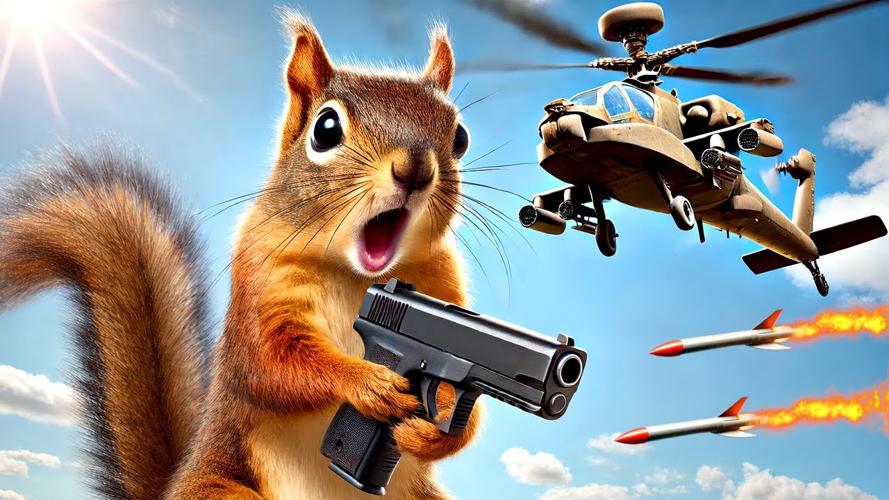SQUIRREL BATTLES A HELICOPTER?! (Squirrel with a Gun)