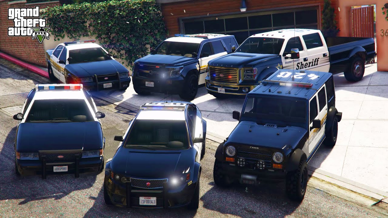 GTA 5 - Stealing Rare Blaine County Sheriff Vehicles with Franklin! | (GTA V Real Life Cars #186)