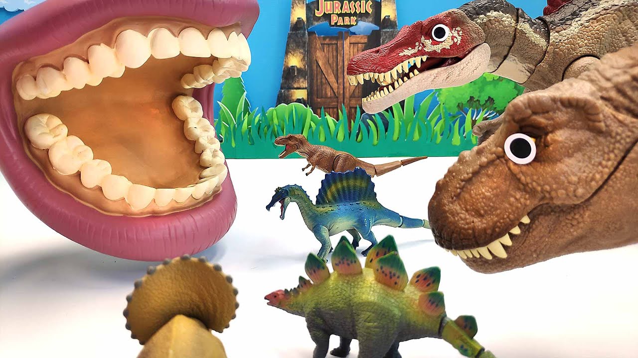 Dinosaurs In Dangerous! Giant Mouth Eat Dinos - Spinosaurus, Stegosaurus, T-Rex Jurassic World Toy