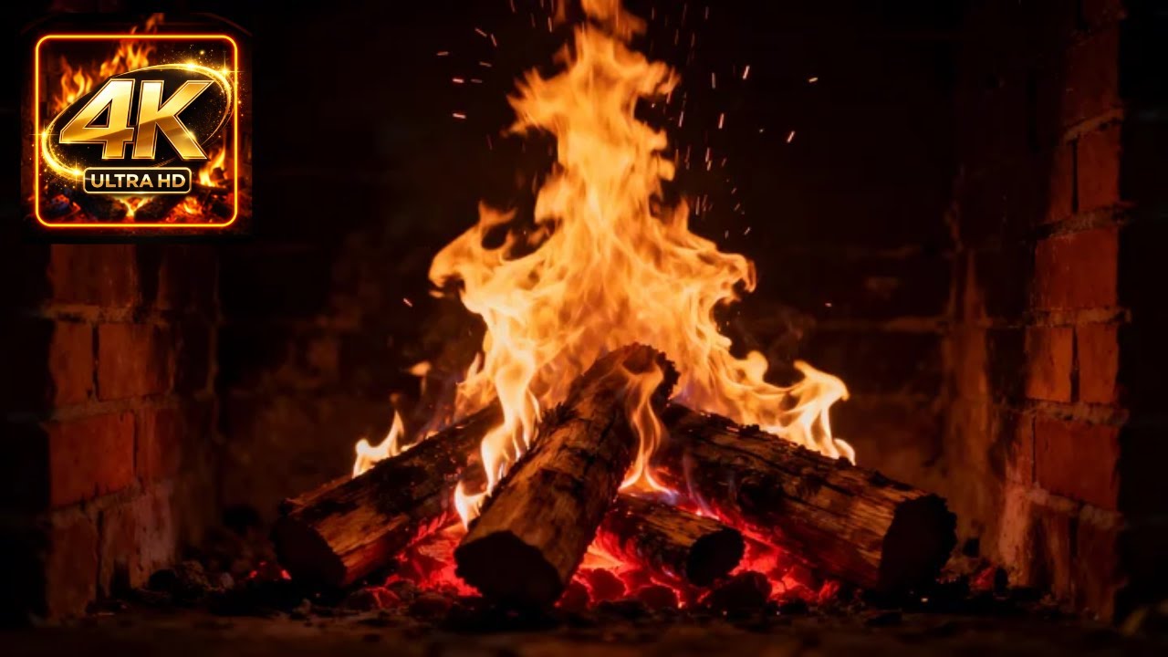 Fireplace with Piano Music 🔥 Relaxing Fire Ambience and Soft Piano Music for Stress Relief