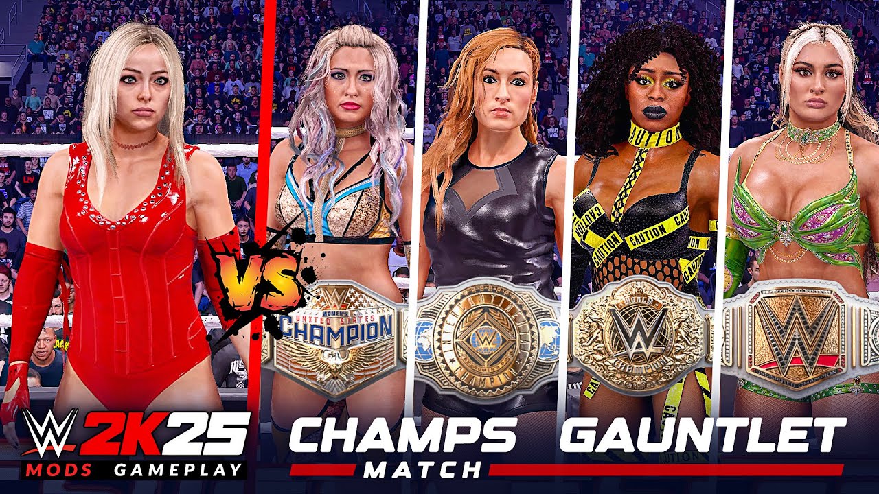 WWE 2K25 Liv Morgan vs Giulia Becky Lynch Naomi Tiffany Stratton Champions Gauntlet Match!