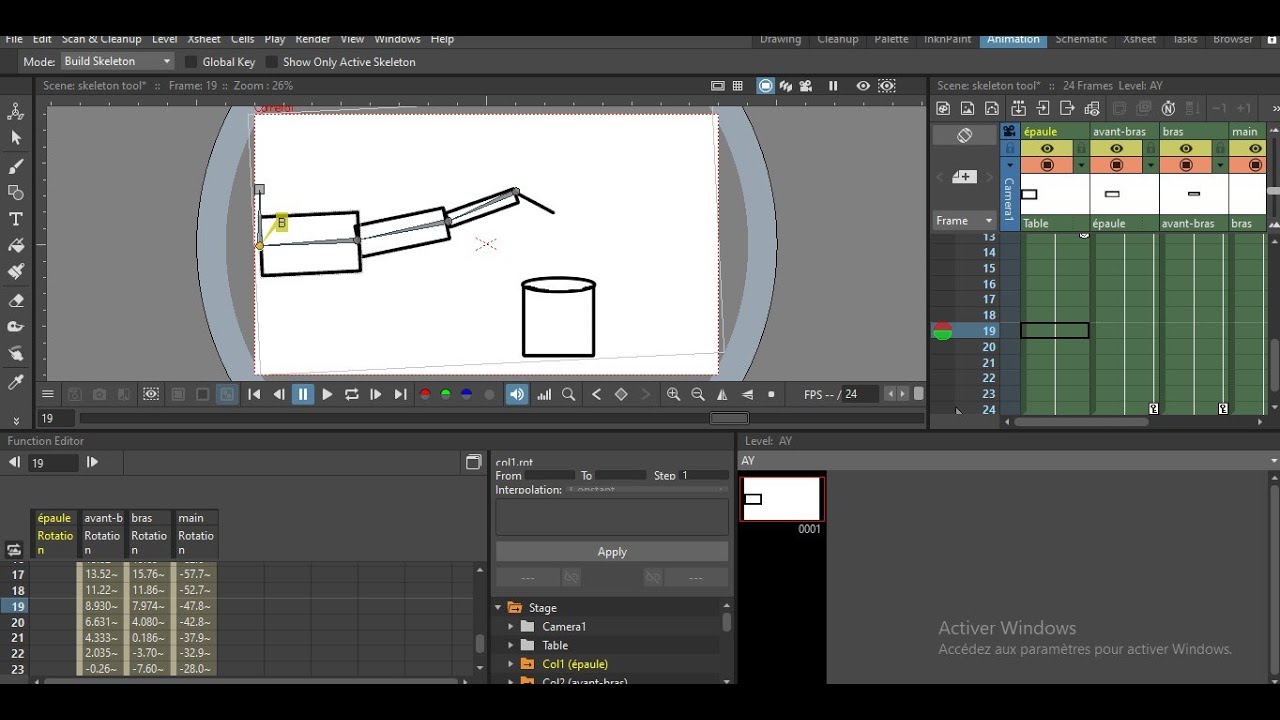 Opentoonz : Comment utiliser skeleton tool ?