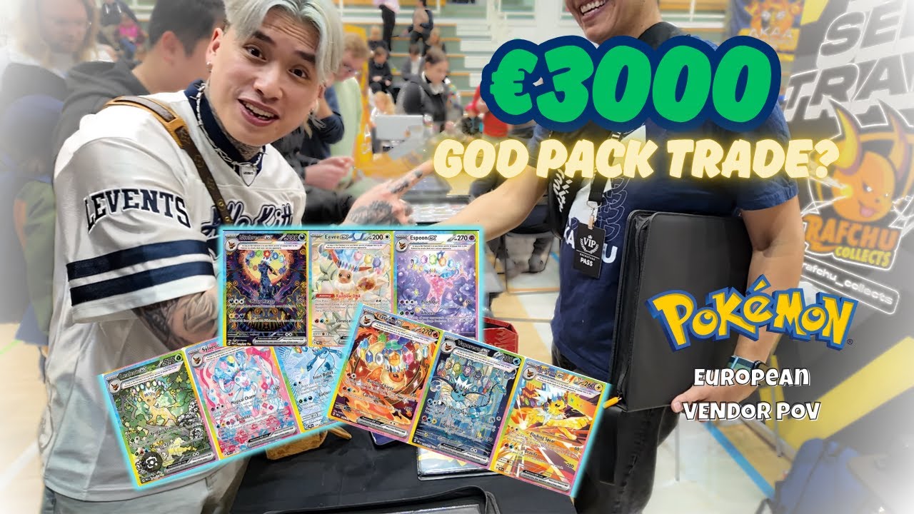 CRYSTAL LUGIA TRADE FOR A GOD PACK? | European Pokemon Vendor POV | Akaa Card Expo Pt. 3