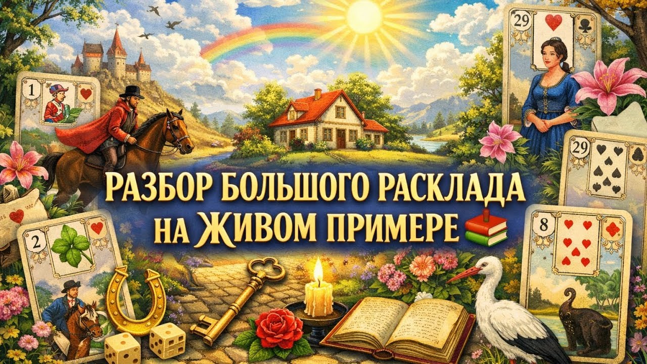 📚⁉️💯БОЛЬШОЙ РАСКЛАД ЛЕНОРМАН ♥️ РАЗБОР РАСКЛАДА НА ЖИВОМ ПРИМЕРЕ 📚 🦋🦋🦋
