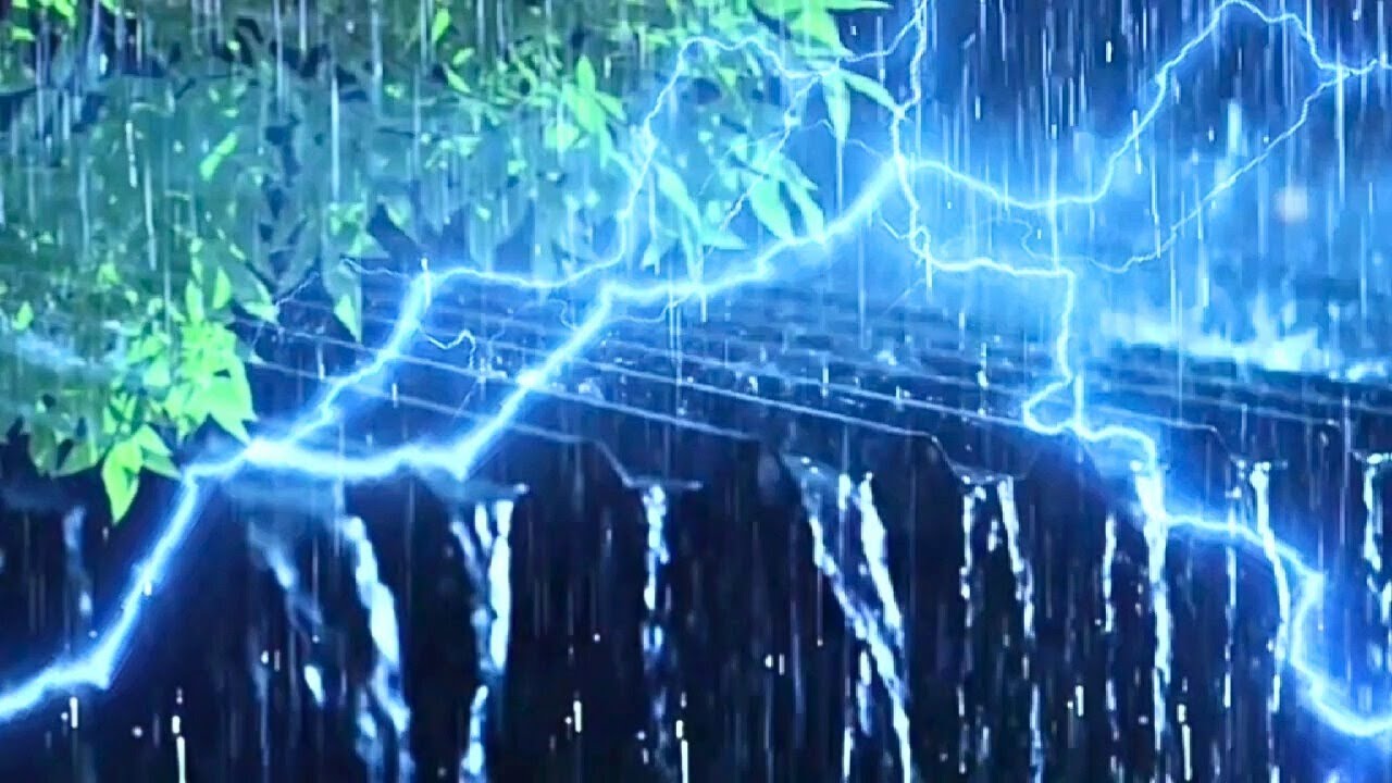 Rain on a Tin Roof for Sleeping, Deep Sleep with Heavy Rain & Thunder on Metal Roof at Night