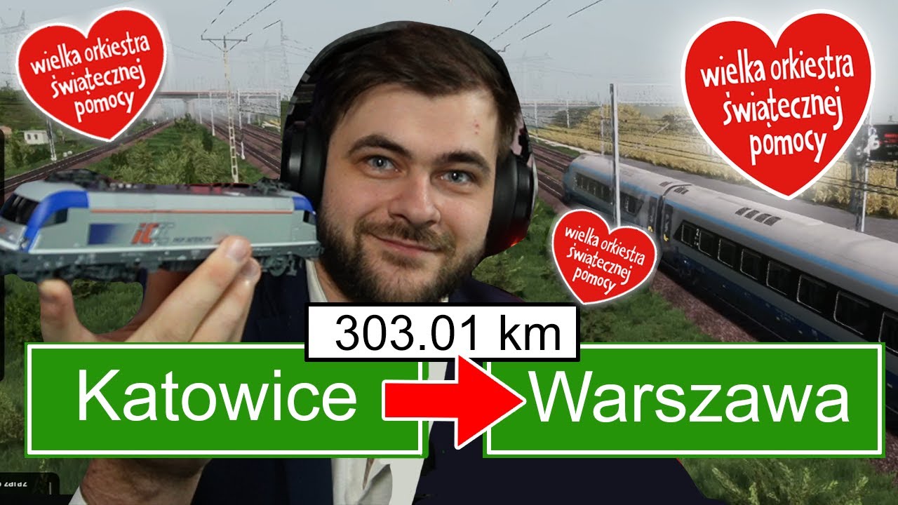 Katowice - Warszawa, pełna trasa Pendolino (Charytatywna akcja na WOŚP 2023) - SimRail (Live)