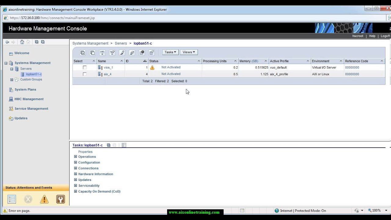 HMC web applicatio to power on off managed system