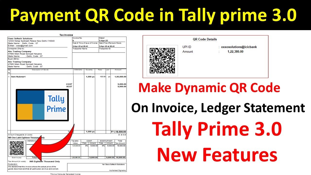 How to Use Dynamic Payment QR Code in tally prime 3.0 | Print On Invoice & Email or PDF Export
