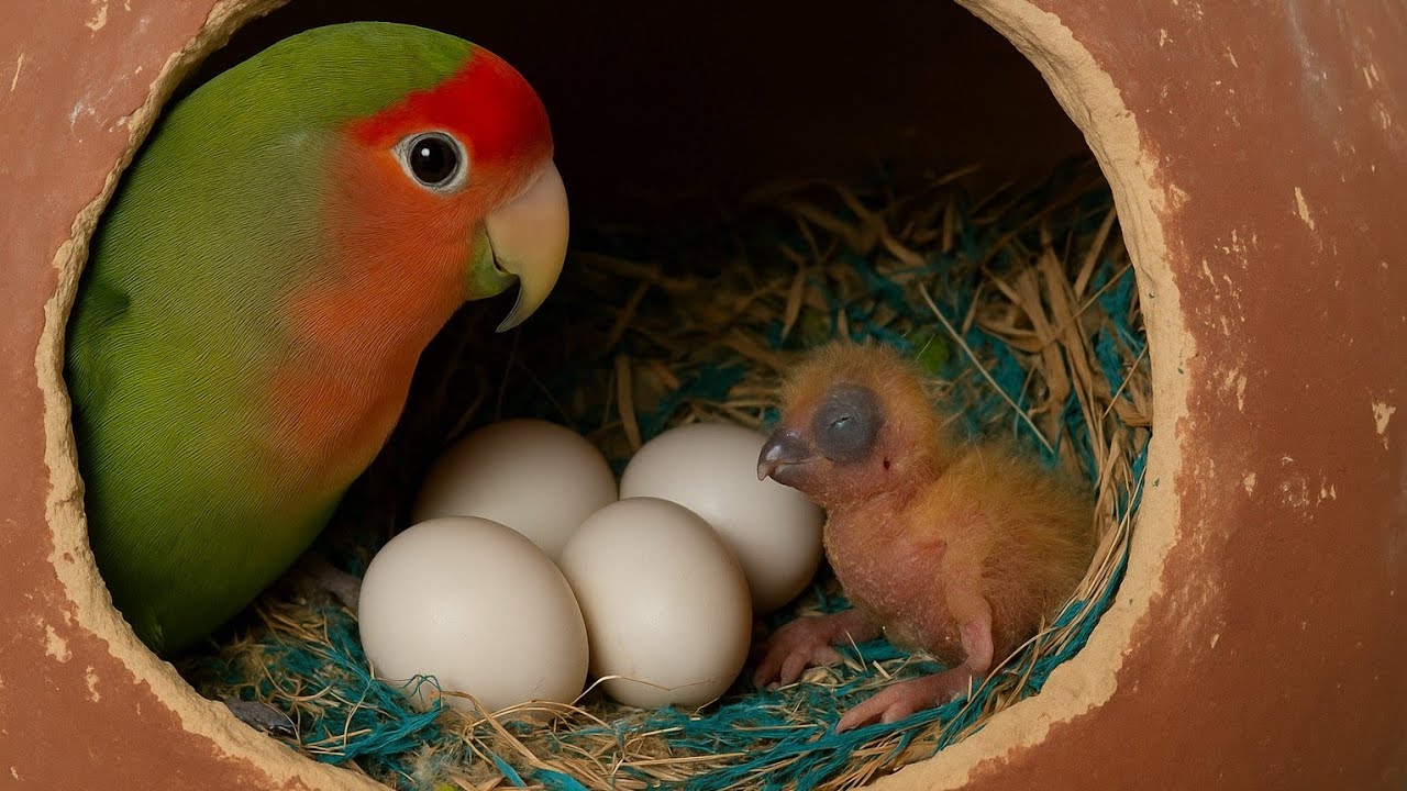 Finally Aaj love birds ke eggs se bacche bhar aagye 💕😍🐥