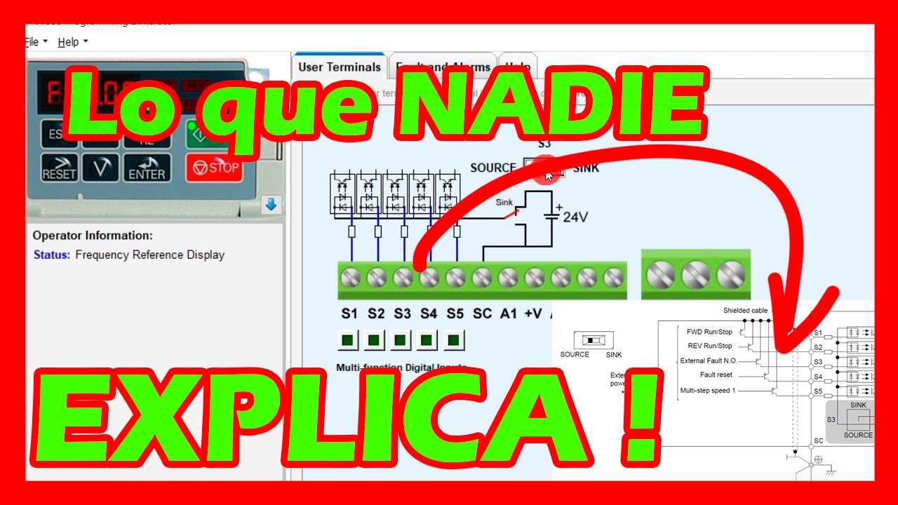 🚀 APRENDE sobre VARIADORES FRECUENCIA | L&oacute;gicas Sink - Source | Simulador YASKAWA