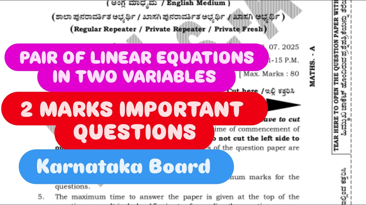 pair of linear equations in two variables important questions class 10