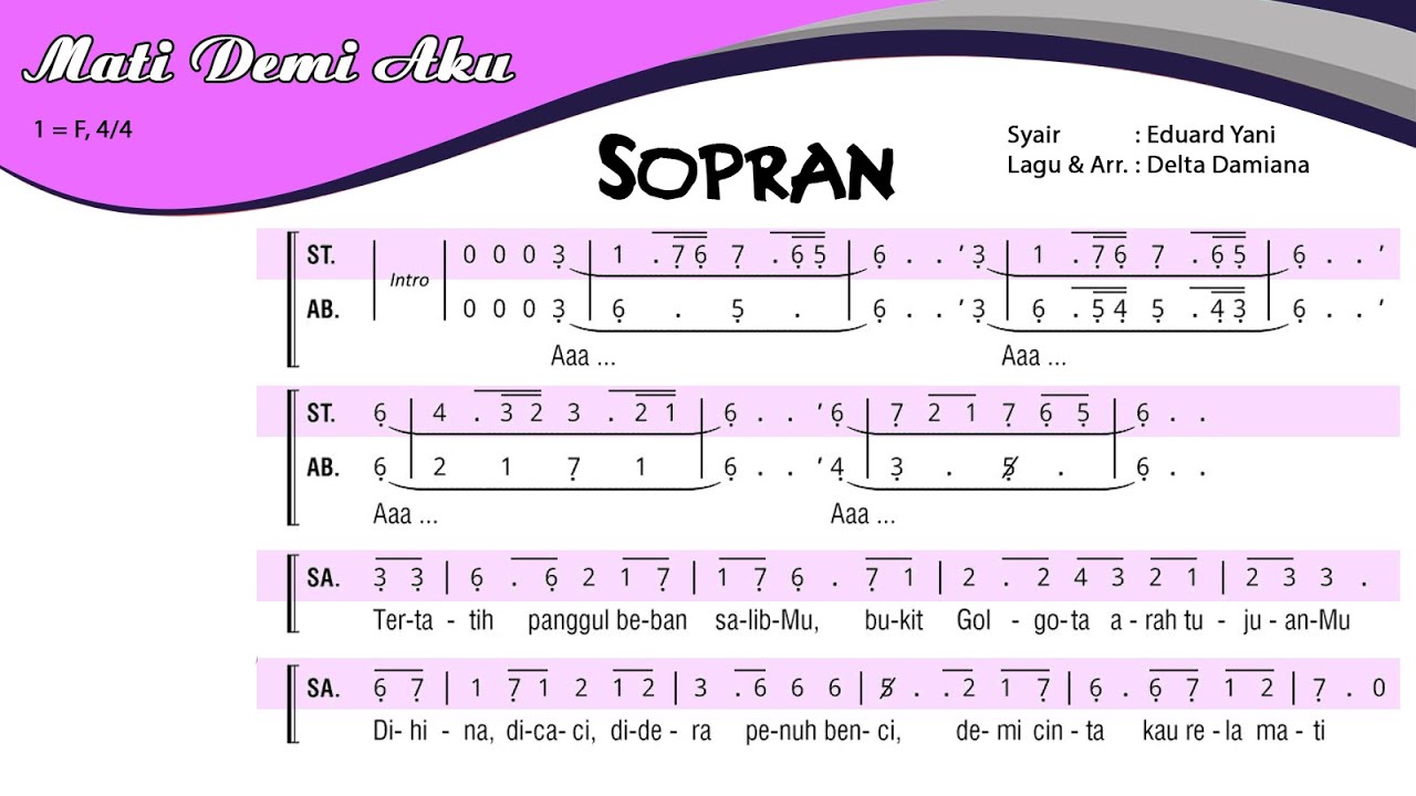 Mati Demi Aku | SOPRAN | Not Angka