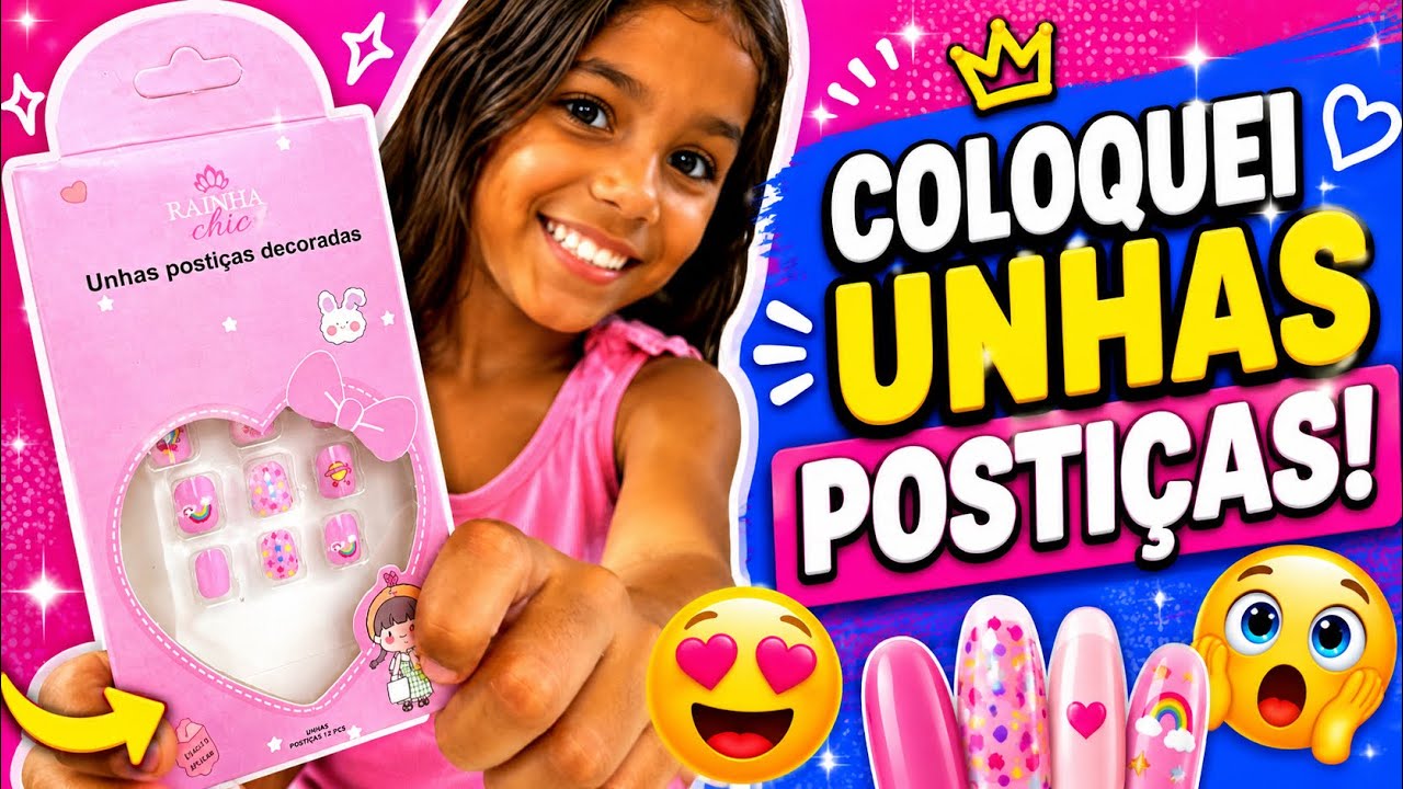 Coloquei unhas postiças 💅#gêmeas #unhasdecoradas #meninas #unhaspostiça #criancas #familia #diversao