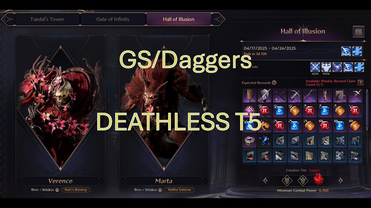 Gs/Dagger Deathless T5 halls of illusion unedited - Throne and Liberty