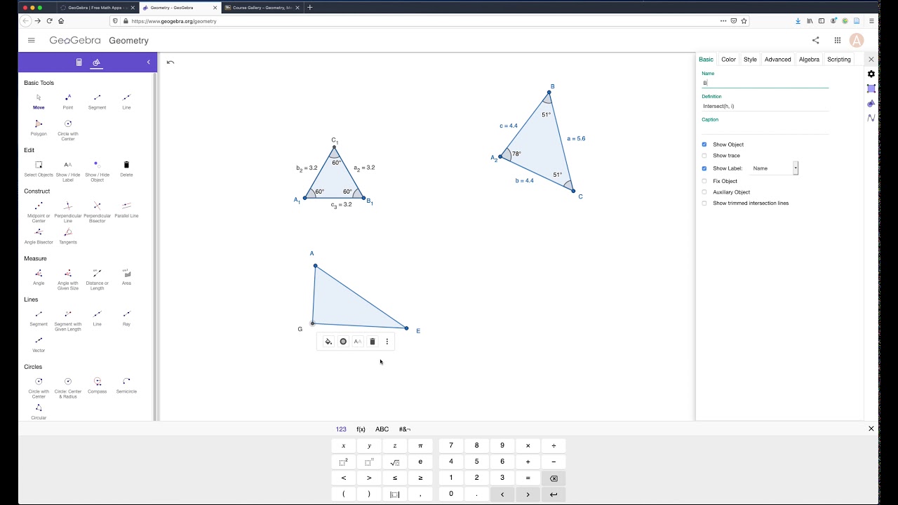 Constructing a right triangle in geogebra
