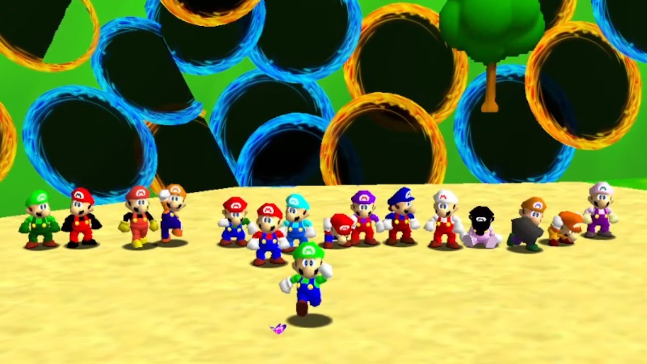 Super Mario 64 Portal - World Record - 120 Stars Speedrun with 16 Players