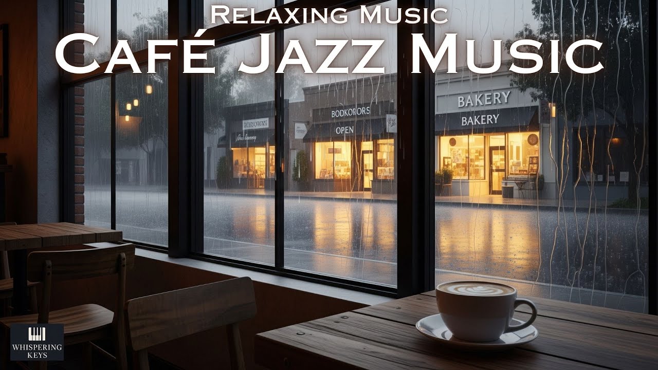 1 Hour Study Ambience: Rain on Window & Warm Cafe Jazz Music