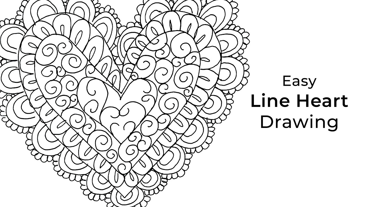 Easy Line Heart Drawing Anyone Can Do (Relaxing & Simple)