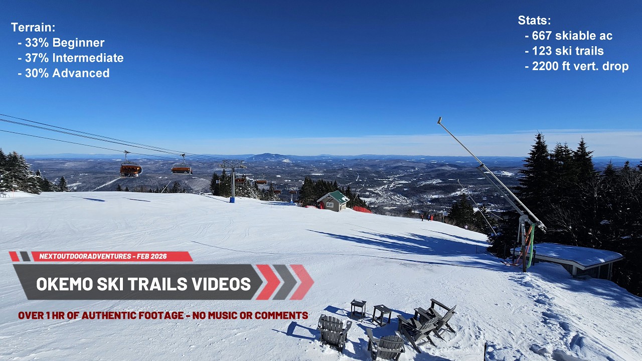 Okemo Mountain 4K Ski Trails POV (No Music) | Real Ski Sounds | 1+ Hour Footage (Vermont)