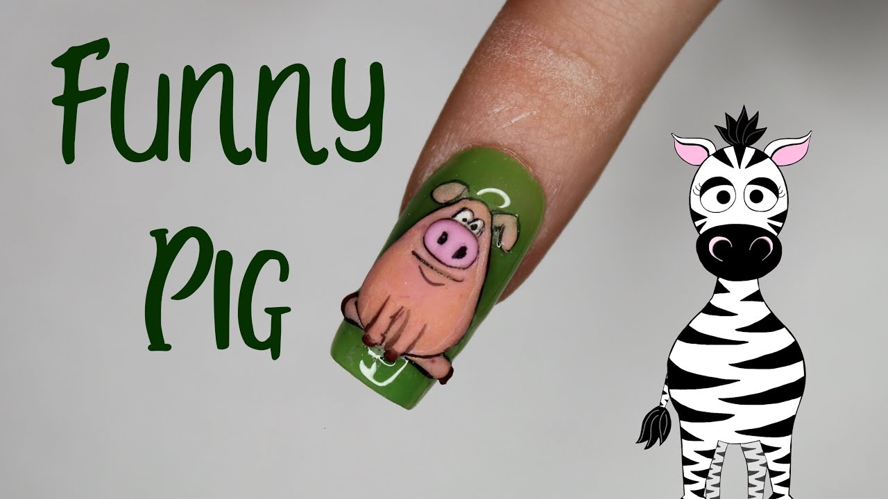 3D Funny Pig Acrylic Nail Art Tutorial | MelodyMinutes