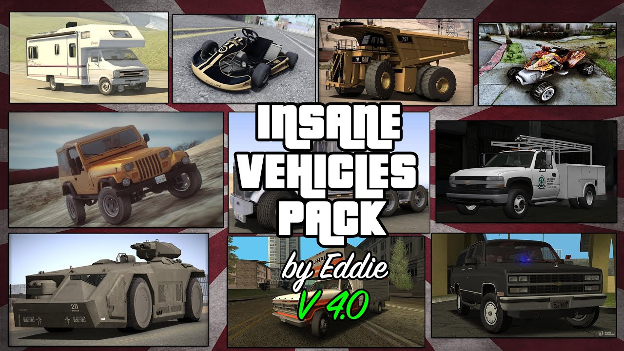 Обзор на пак транспорта INSANE VEHICLES PACK by Eddie v4.0 для GTA SAN ANDREAS