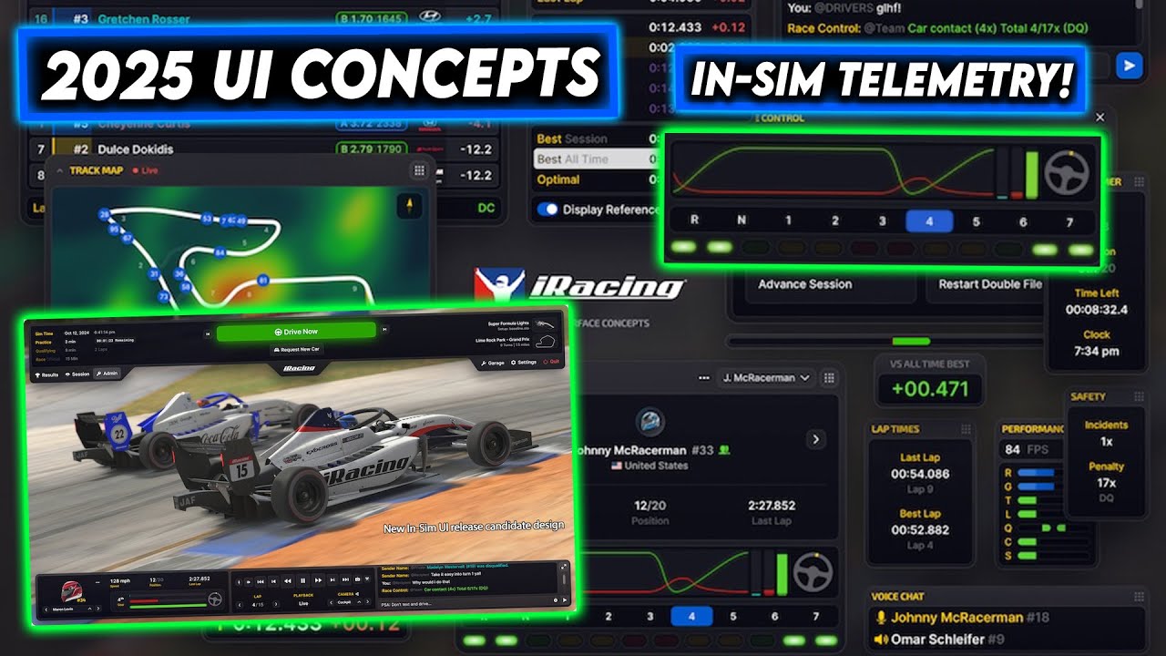 НОВЫЕ концепции интерфейса iRacing выглядят ПОТРЯСАЮЩЕ! (Подробные наложения + телеметрия в симул...