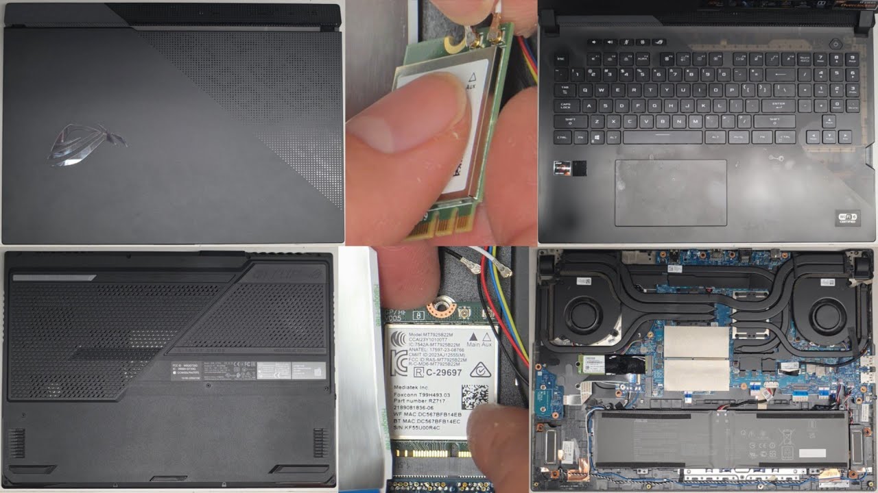 ASUS ROG Strix SCAR 17 G733Q G733QR-DS98 Disassembly RAM SSD WiFi 7 Upgrade Replacement Repair