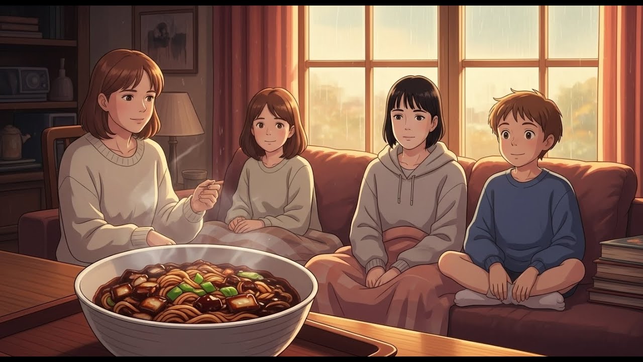 Ghibli Highlights 🌿 Cozy ASMR Cooking Jajangmyeon & Lazy Movie Day