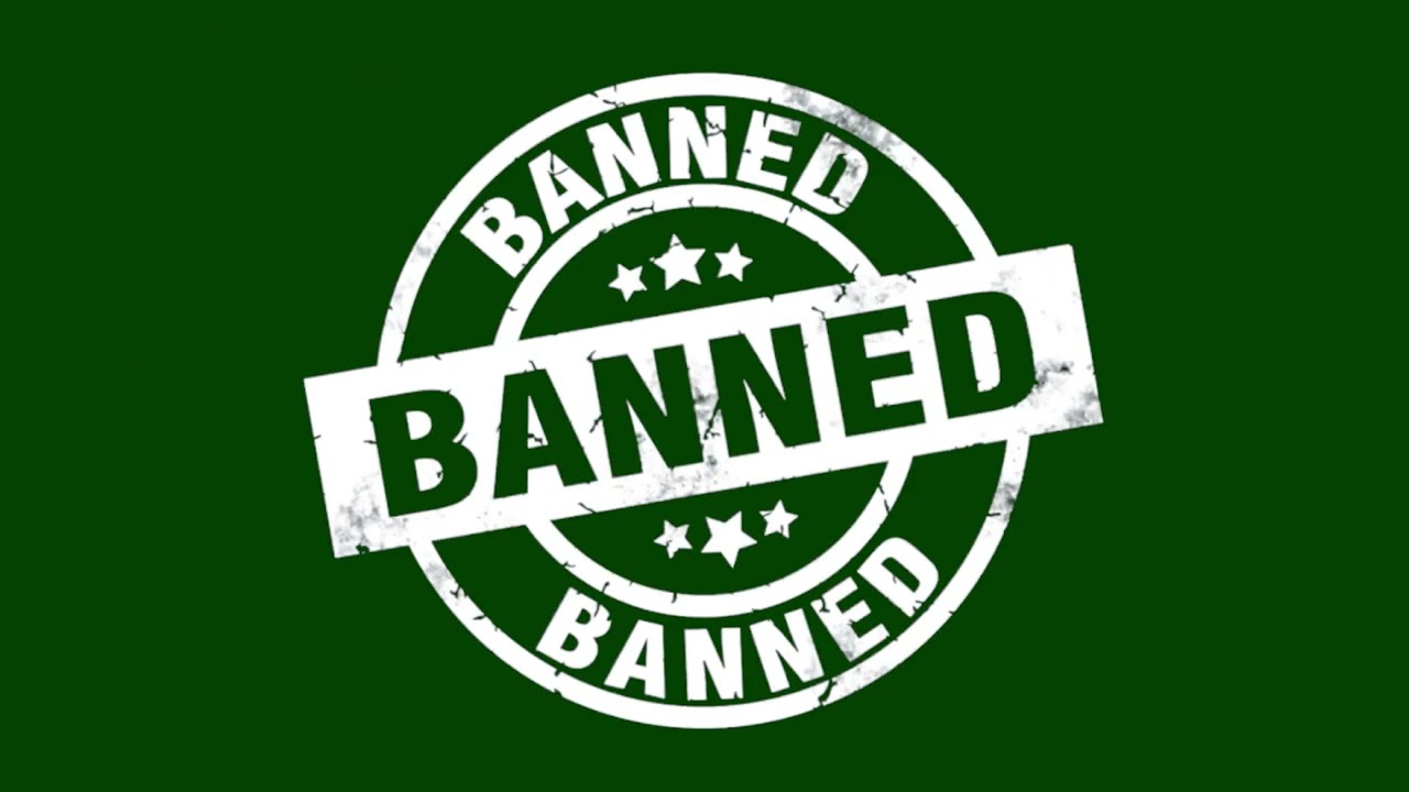 Green screen white banned stamp on chroma key