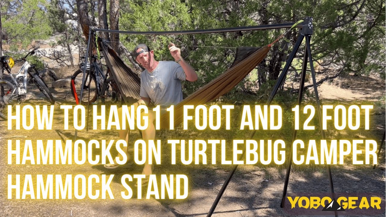 Как повесить гамаки длиной 11 футов и 12 футов на стойку для гамаков Turtlebug Camper