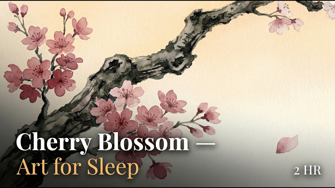 Cherry Blossom Art for Sleep 🌸 Japanese Sakura Painting 4K | Ambient Background for TV | 2 Hours