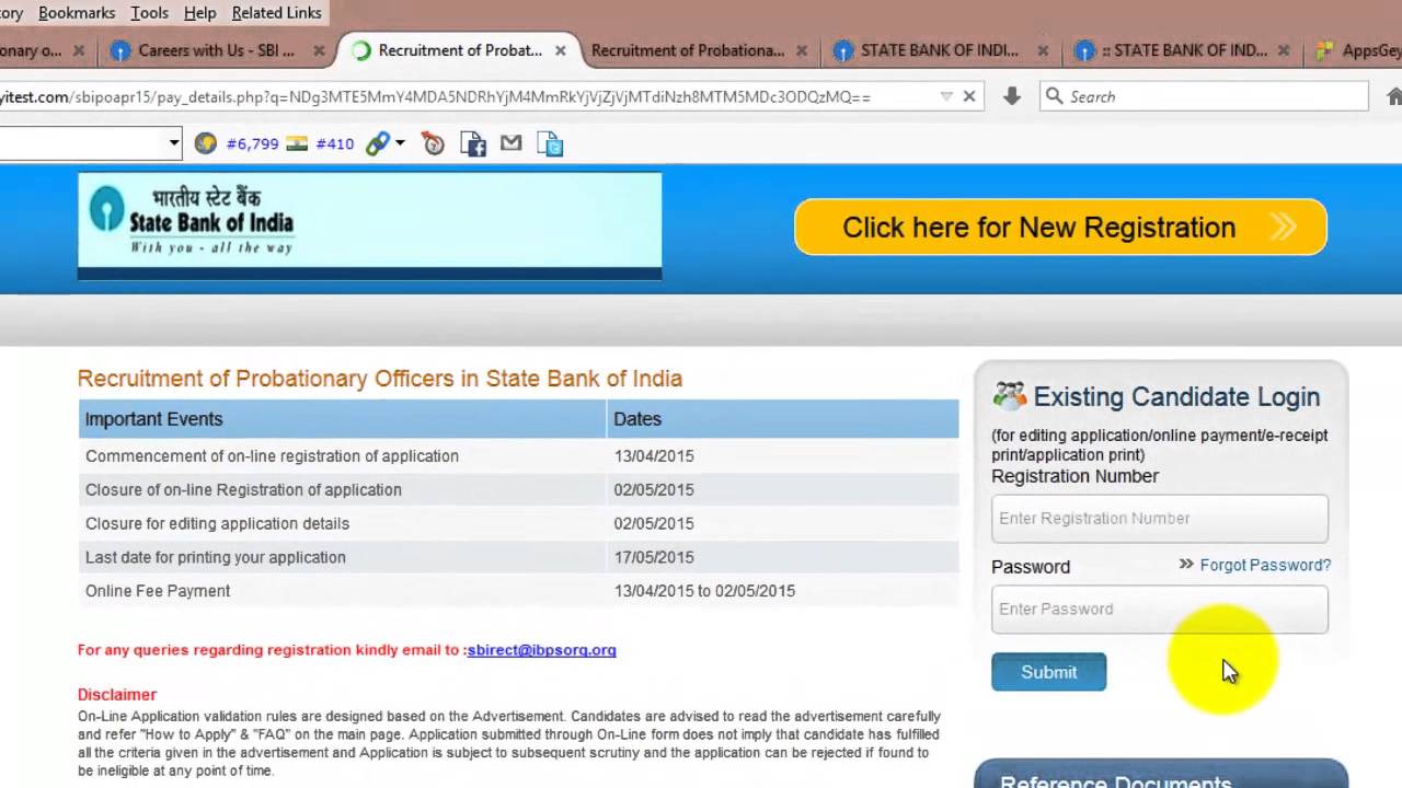 Paying SBI Bank Challan for Probationary officer