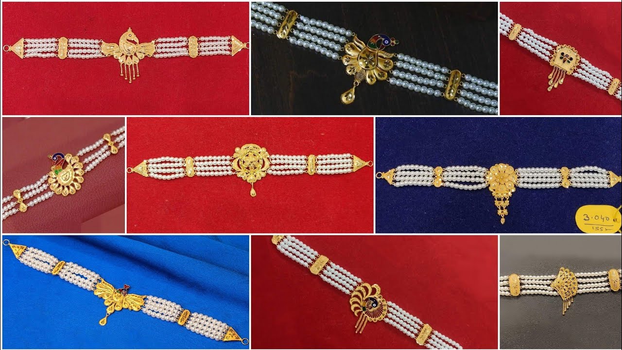 Light weight Gold Pearl Choker Necklace Desings wite weight &price//Pearl choker design
