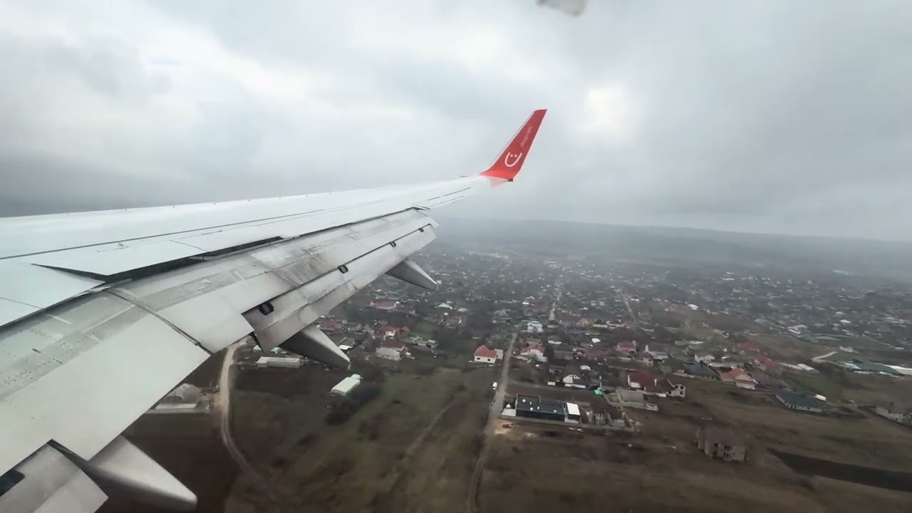SkyUp Europe operated for FlyOne Boeing 737-800(WL) 9H-SAU landing Chişinău Airport, Moldova