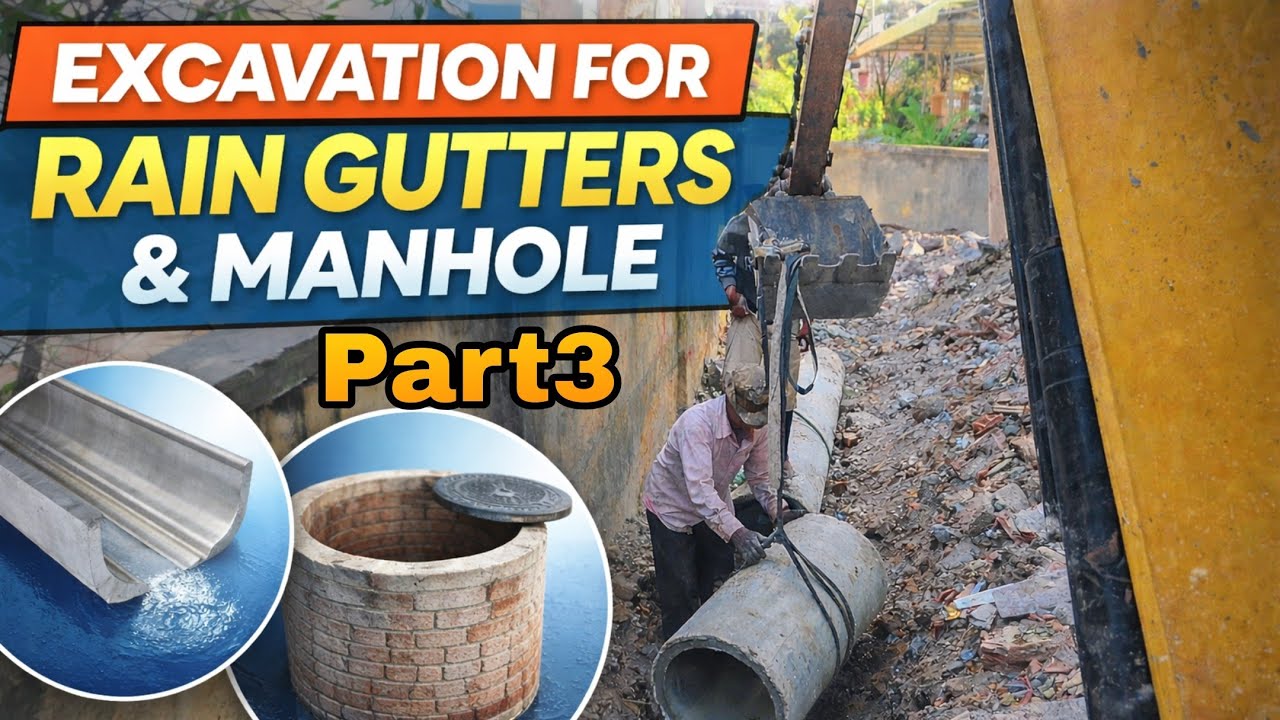 Excavation for Rain Gutters & Manhole | Concrete Pipe Drainage Installation Part3