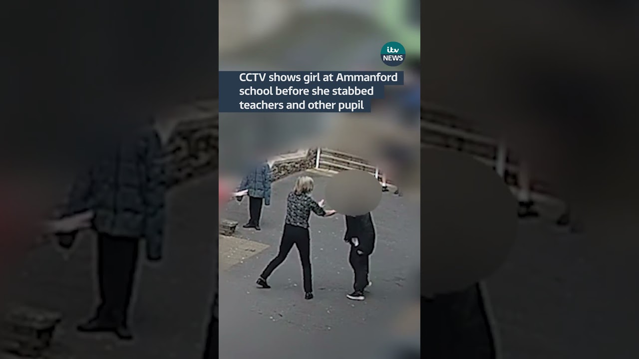 CCTV footage of the moments before a 14-year-old girl stabbed two teachers and a fellow pupil #news