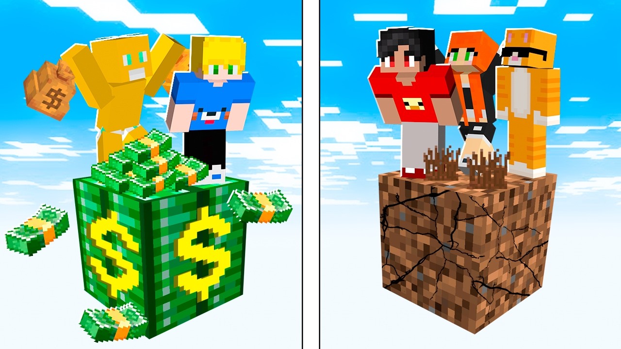 6 Amigos Sobreviveram em um Bloco de Rico vs. Pobre!